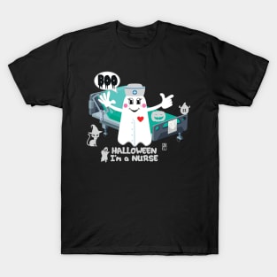 BOO Nurse dressed as a GHOST - cute Halloween T-Shirt